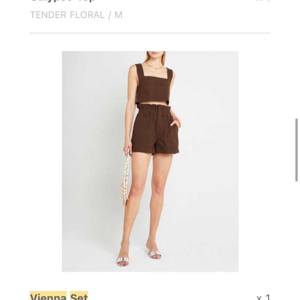 Brown Top and Shorts Set